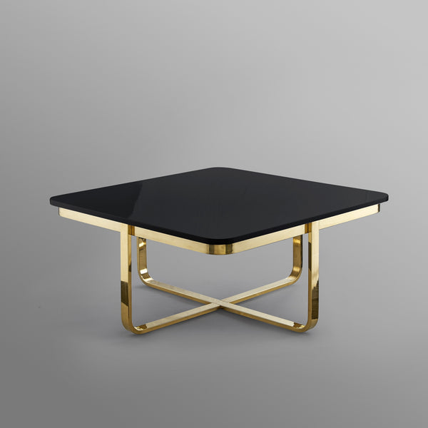 Homeroots 35" Black And Gold Stainless Steel Square Coffee Table Black,Gold  543858