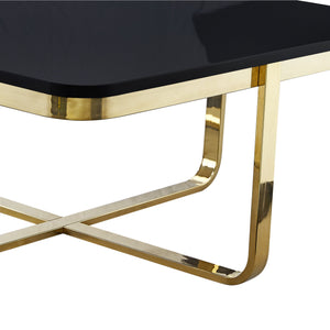 Homeroots 35" Black And Gold Stainless Steel Square Coffee Table Black,Gold  543858