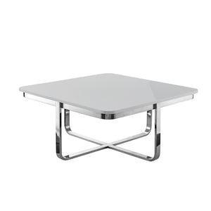 Homeroots 35" Light Gray And Silver Metallic Wood And Stainless Steel Square Coffee Table Light Grey,Chrome  543859