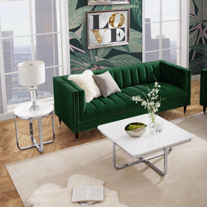 Homeroots 35" White And Silver Metallic Stainless Steel Square Coffee Table White,Chrome  543860