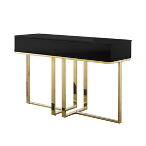 Homeroots 47" Black And Gold Stainless Steel Coffee Table With Two Drawers Black,Gold  543862