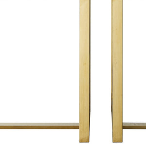 Homeroots 47" Sleek Gray And Silver Wooden Console Table With Stainless Steel Sled Base And Two Drawers White,Gold  543865