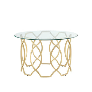 HomeRoots 32" Clear Glass and Iron Round Coffee Table – Chic Modern Design for Stylish Living Spaces and Offices Gold 543866