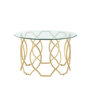 Homeroots 32" Clear And Gold Glass And Iron Round Coffee Table Gold  543866