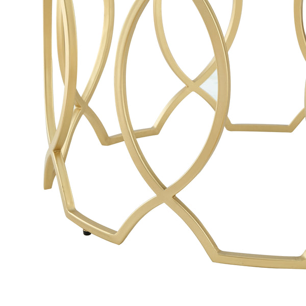 Homeroots 32" Clear And Gold Glass And Iron Round Coffee Table Gold  543866