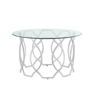 HomeRoots 32" Clear Glass and Iron Round Coffee Table – Chic Modern Design for Stylish Living Spaces and Offices Silver 543867