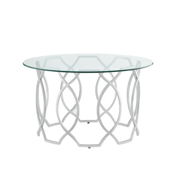 HomeRoots 32" Clear Glass and Iron Round Coffee Table – Chic Modern Design for Stylish Living Spaces and Offices Silver 543867