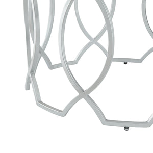 Homeroots 32" Clear And Silver Glass And Iron Round Coffee Table Silver  543867