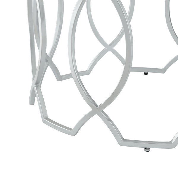 Homeroots 32" Clear And Silver Glass And Iron Round Coffee Table Silver  543867