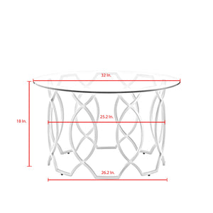 Homeroots 32" Clear And Silver Glass And Iron Round Coffee Table Silver  543867