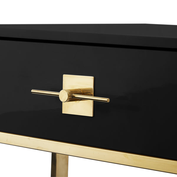 Homeroots 47" Black And Gold Stainless Steel Coffee Table With Two Drawers Black,Gold  543868