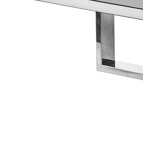 Homeroots 47" Light Gray And Silver Metallic Stainless Steel Coffee Table With Two Drawers Light Grey,Chrome  543869