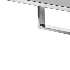 Homeroots 47" Light Gray And Silver Metallic Stainless Steel Coffee Table With Two Drawers Light Grey,Chrome  543869