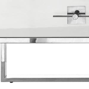 Homeroots 47" White And Silver Metallic Wood And Stainless Steel Coffee Table White,Chrome  543870