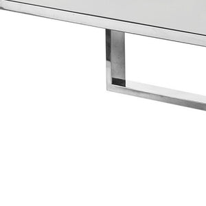 Homeroots 47" White And Silver Metallic Wood And Stainless Steel Coffee Table White,Chrome  543870