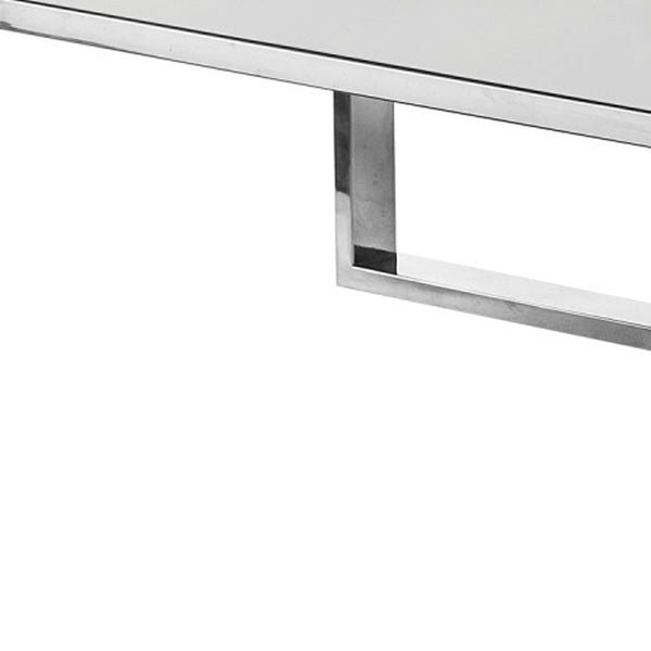 Homeroots 47" White And Silver Metallic Wood And Stainless Steel Coffee Table White,Chrome  543870
