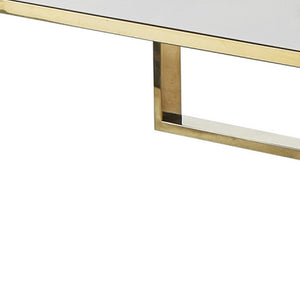 Homeroots 47" White And Gold Stainless Steel Coffee Table With Two Drawers White,Gold  543871