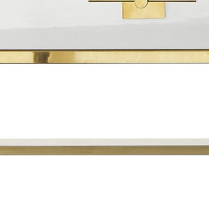 Homeroots 47" White And Gold Stainless Steel Coffee Table With Two Drawers White,Gold  543871