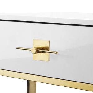 Homeroots 47" White And Gold Stainless Steel Coffee Table With Two Drawers White,Gold  543871