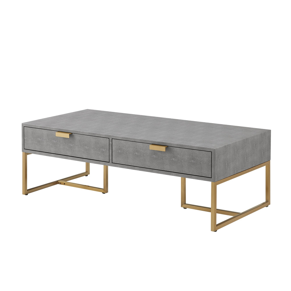 Homeroots 46" Gray And Gold Stainless Steel Coffee Table With Two Drawers Grey,Gold  543872