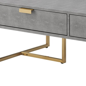 Homeroots 46" Gray And Gold Stainless Steel Coffee Table With Two Drawers Grey,Gold  543872