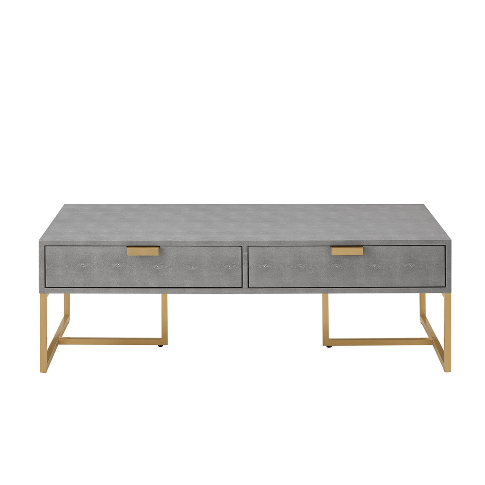 Homeroots 46" Gray And Gold Stainless Steel Coffee Table With Two Drawers Grey,Gold  543872