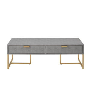 Homeroots 46" Gray And Gold Stainless Steel Coffee Table With Two Drawers Grey,Gold  543872
