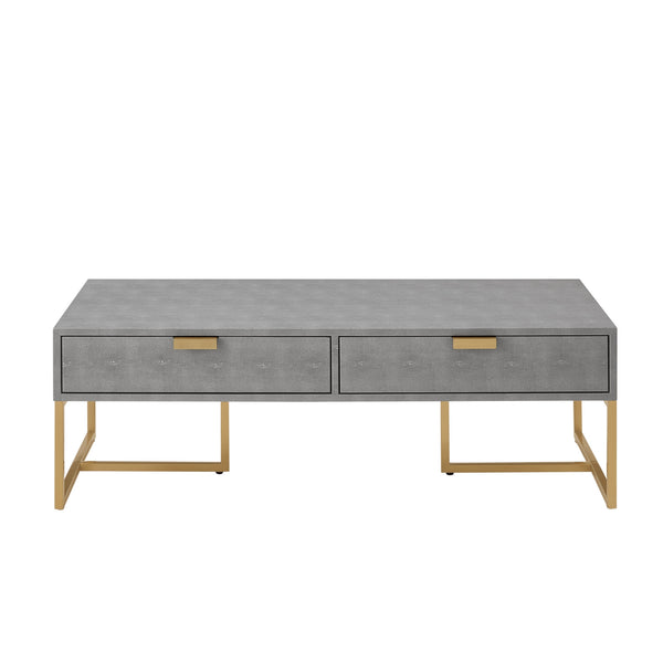 Homeroots 46" Gray And Gold Stainless Steel Coffee Table With Two Drawers Grey,Gold  543872