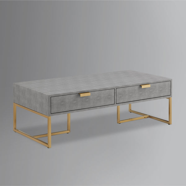 Homeroots 46" Gray And Gold Stainless Steel Coffee Table With Two Drawers Grey,Gold  543872