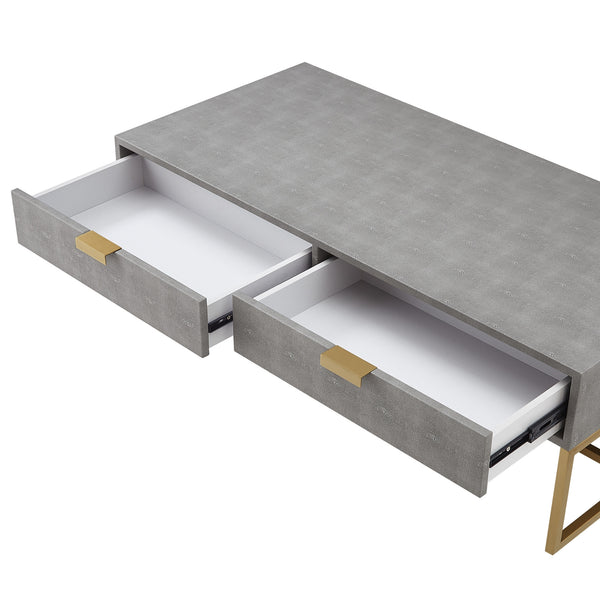 Homeroots 46" Gray And Gold Stainless Steel Coffee Table With Two Drawers Grey,Gold  543872