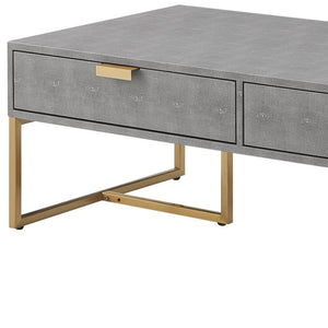 Homeroots 46" Gray And Gold Stainless Steel Coffee Table With Two Drawers Grey,Gold  543872