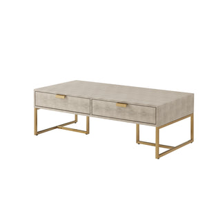 Homeroots 46" Cream And Gold Wood And Stainless Steel Coffee Table With Two Drawers Cream White,Gold  543874