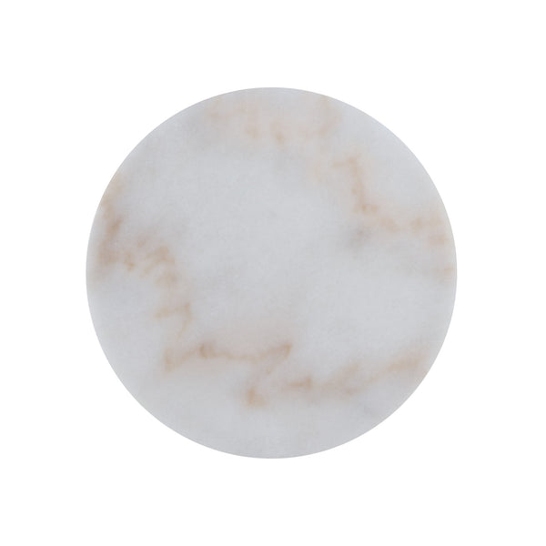 Homeroots Set Of Two 22" Gold And White Marble Round Nested Tables Gold  543883