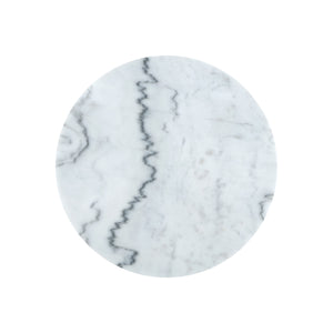 Homeroots Set Of Two 22" Silver And White Marble Round Nested Tables Silver  543884