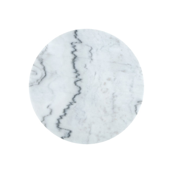 Homeroots Set Of Two 22" Silver And White Marble Round Nested Tables Silver  543884