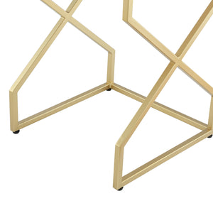 Homeroots Set Of Two 22" Gold And White Marble Nested Tables Gold  543885