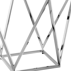 Homeroots 22" Silver Metallic And White Stone Square End Table Chrome  543887