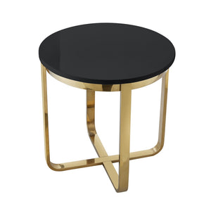 HomeRoots 22" Elegant Round End Table with Cross-Leg Design – Stylish Metallic Accents for Modern Spaces Black/Gold 543889
