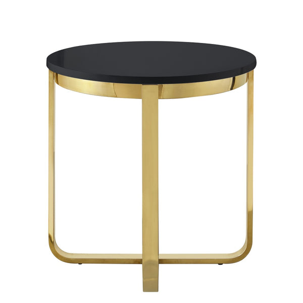 HomeRoots 22" Elegant Round End Table with Cross-Leg Design – Stylish Metallic Accents for Modern Spaces Black/Gold 543889