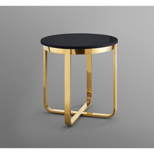 HomeRoots 22" Elegant Round End Table with Cross-Leg Design – Stylish Metallic Accents for Modern Spaces Black/Gold 543889