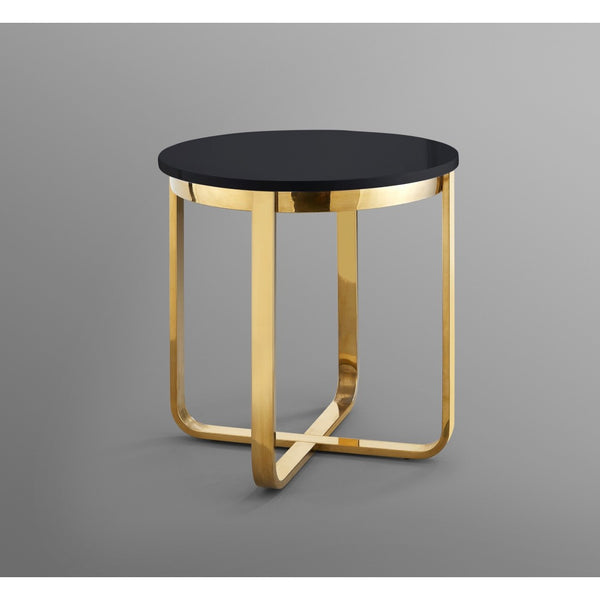 HomeRoots 22" Elegant Round End Table with Cross-Leg Design – Stylish Metallic Accents for Modern Spaces Black/Gold 543889