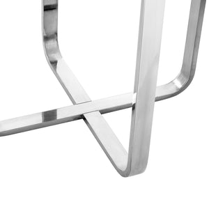 HomeRoots 22" Modern Light Gray Round End Table with Silver Stainless Steel Cross Legs for Stylish Spaces 543890