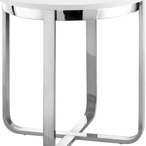 HomeRoots 22" Modern White and Silver Round End Table with Sturdy Cross Legs - Perfect for Small Spaces! 543891
