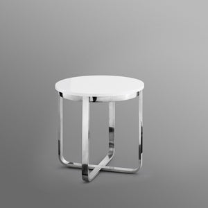 HomeRoots 22" Modern White and Silver Round End Table with Sturdy Cross Legs - Perfect for Small Spaces! 543891