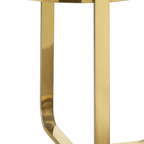 HomeRoots 22" Chic White and Gold Round End Table with Stainless Steel Cross Legs – Modern Minimalist Accent Piece 543892