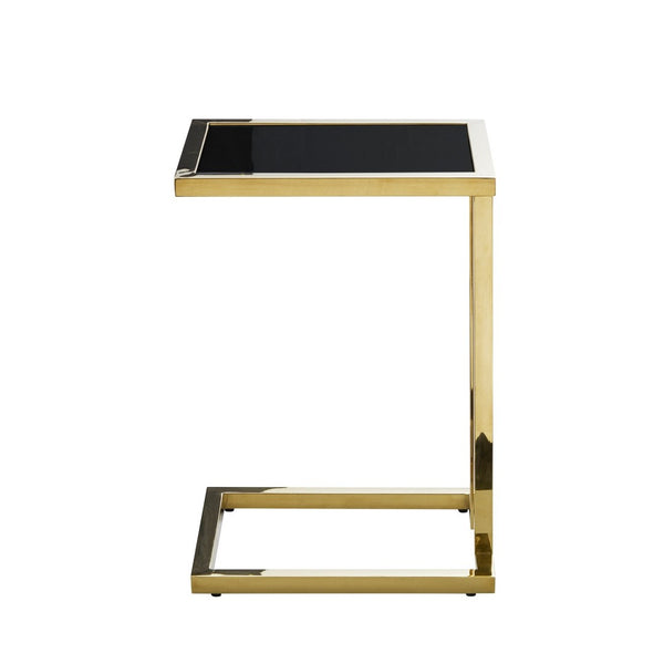 HomeRoots 22" Elegant Black and Gold End Table - Stylish Stainless Steel Frame for Modern Living Spaces 543893