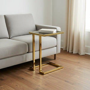HomeRoots 22" Elegant Black and Gold End Table - Stylish Stainless Steel Frame for Modern Living Spaces 543893