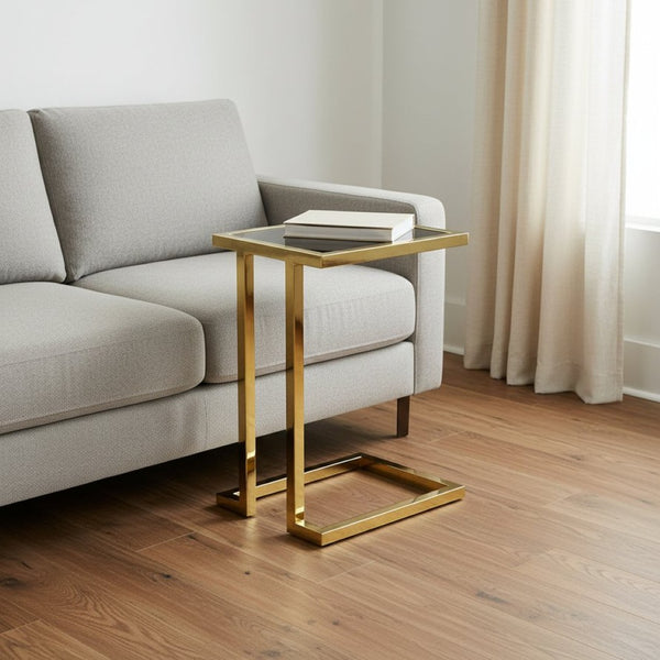 HomeRoots 22" Elegant Black and Gold End Table - Stylish Stainless Steel Frame for Modern Living Spaces 543893