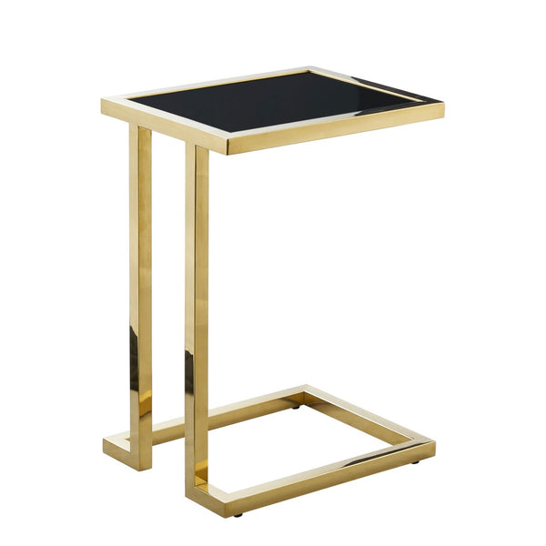 HomeRoots 22" Elegant Black and Gold End Table - Stylish Stainless Steel Frame for Modern Living Spaces 543893
