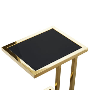 HomeRoots 22" Elegant Black and Gold End Table - Stylish Stainless Steel Frame for Modern Living Spaces 543893